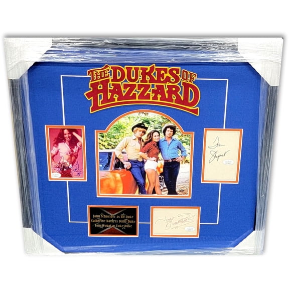 The Dukes of Hazzard Cast Signed Autographed Framed Collage Back Wopat JSA