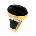 thumbnail image 2 of Ross-Simons Black Onyx and .21 ct. t.w. Diamond Ring With Black Enamel in 18kt Gold Over Sterling, Women's, Adult, 2 of 5