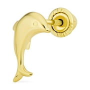 Bling Jewelry Womens Tiny Minimalist 14K Gold Dolphins Cartilage Ear Stud Earring Screw Back 1PC