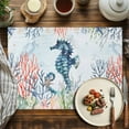 thumbnail image 2 of Placemats Set of 6, Seahorse Place Mats Ocean Marine Life Starfish Jellyfish Coral Seaweed Tablemats Placemat Table Decoration for Kitchen Table Dinner Party Home Decor Indoor Outdoor 13x19 Inch, 2 of 9
