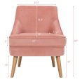 thumbnail image 3 of Costway Set of 2 Accent Chairs Velvet Single Sofa Chair w/Rubber Wood Legs Pink, 3 of 12