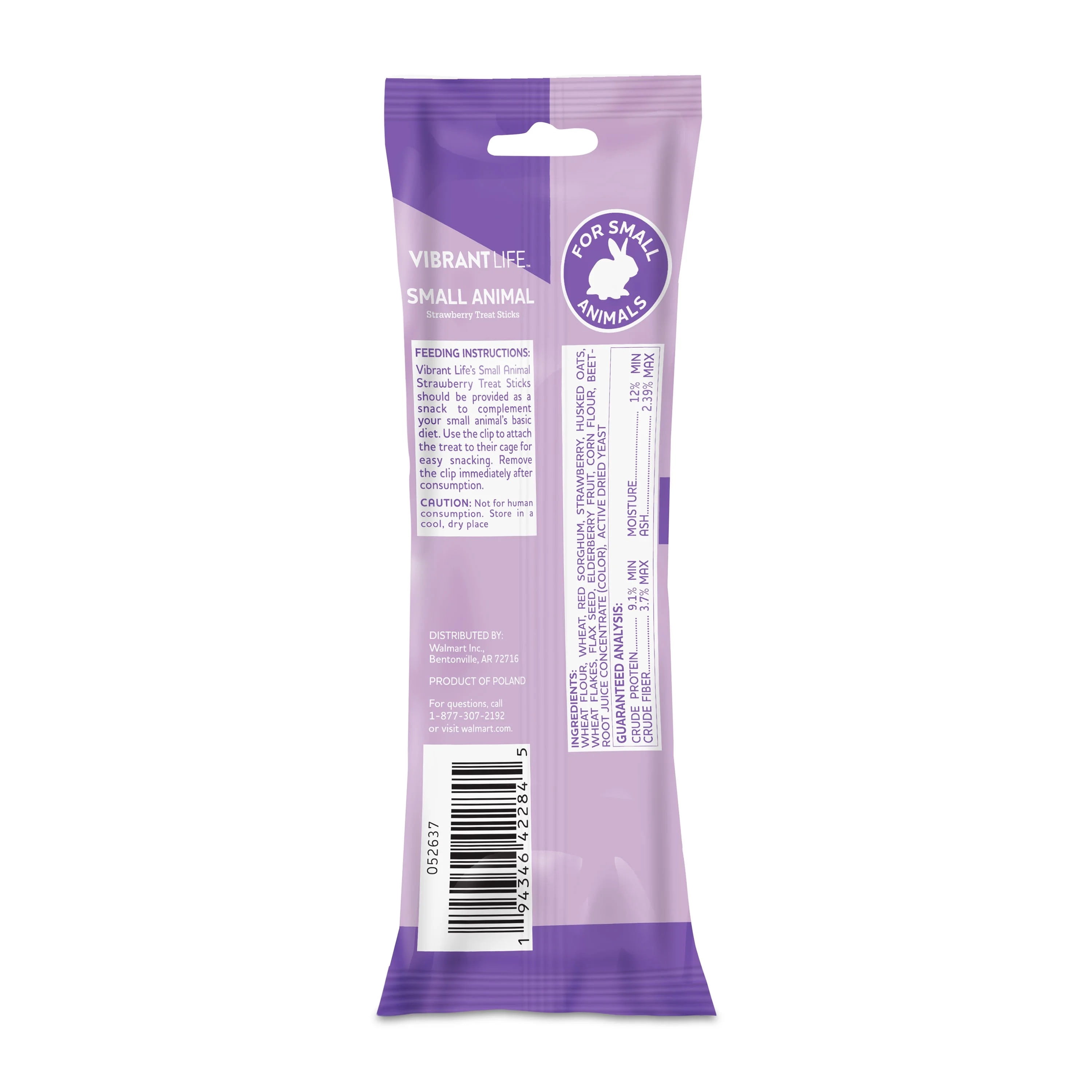 Vibrant Life Small Animal Treat Sticks, Strawberry, 3.17 oz. Bag, 2 Pieces