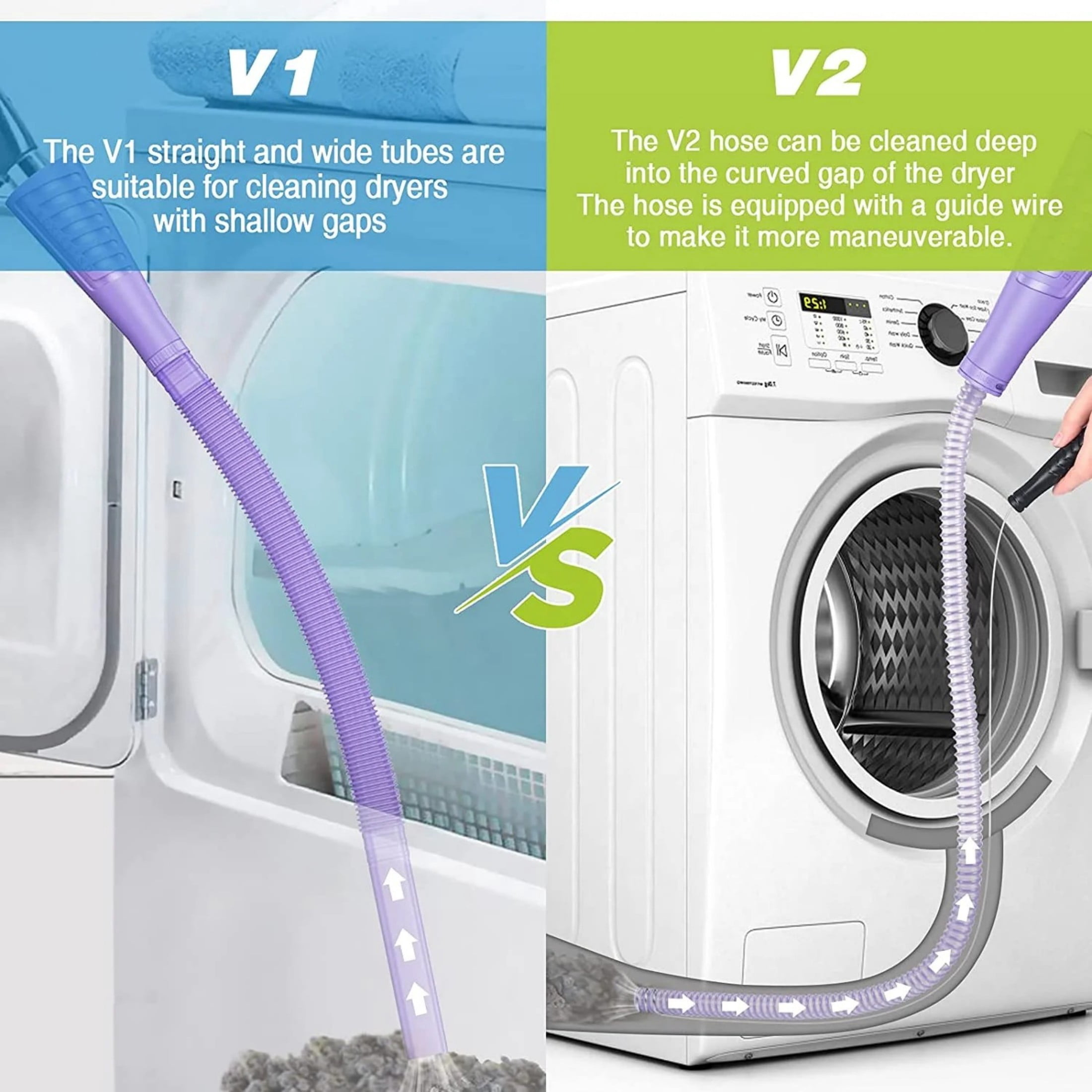 Dryvenck Dryer Vent Cleaning Kit, Dryer Vent Cleaner Brush for Dryer Cleaning ,Vacuum Attachment,Purple