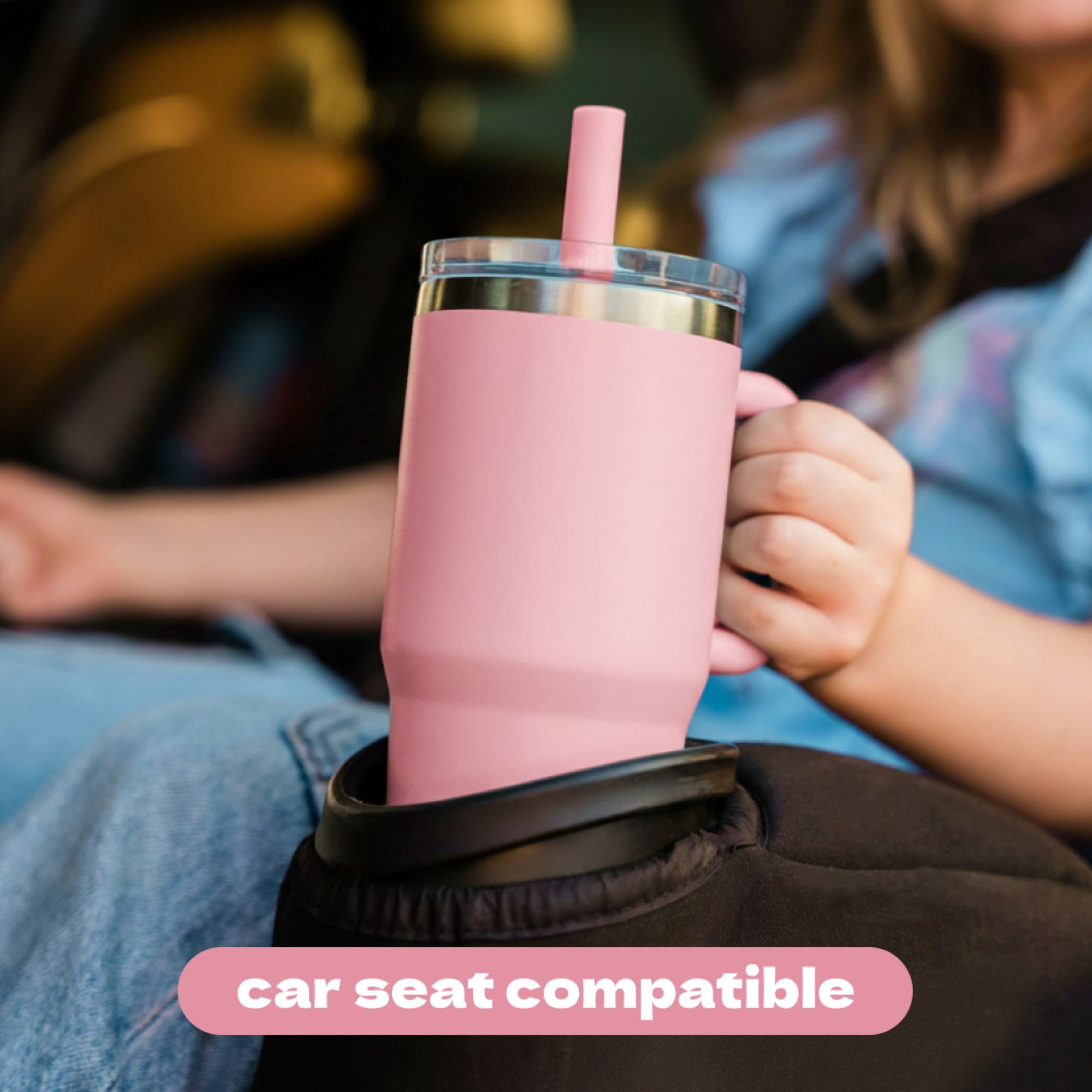 (3 pack) YAYA My First Travel Tumbler for Preschool & Kids 3+, Insulated Stainless Steel Tumbler with Reusable Silicone Straw & Spill-Proof Lid, Cup Holder Compatible, BPA-Free, 12oz, Pink