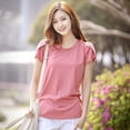 thumbnail image 2 of Babysbule Womens Summer Tops Fashion Womens Plus Size Loose Short Sleeve Pullover O-Neck Tops Casual T-Shirt, 2 of 9