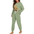 thumbnail image 4 of HELLHERO Capybara Daisy Printed Womens Pajama Sets Soft Sleepwear Long Sleeve Top and Pants Pjs Set Crewneck Loungewear with Pockets, L, 4 of 5