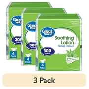 (3 pack) Great Value Soothing Lotion 3-Ply Cube Box Facial Tissues, 4 Pack (300 Total Tissues)