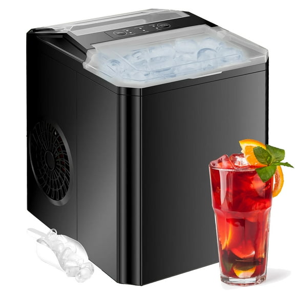 WANAI 26.5lb. Countertop Ice Maker,Portable Compact Ice Cube Maker,Black