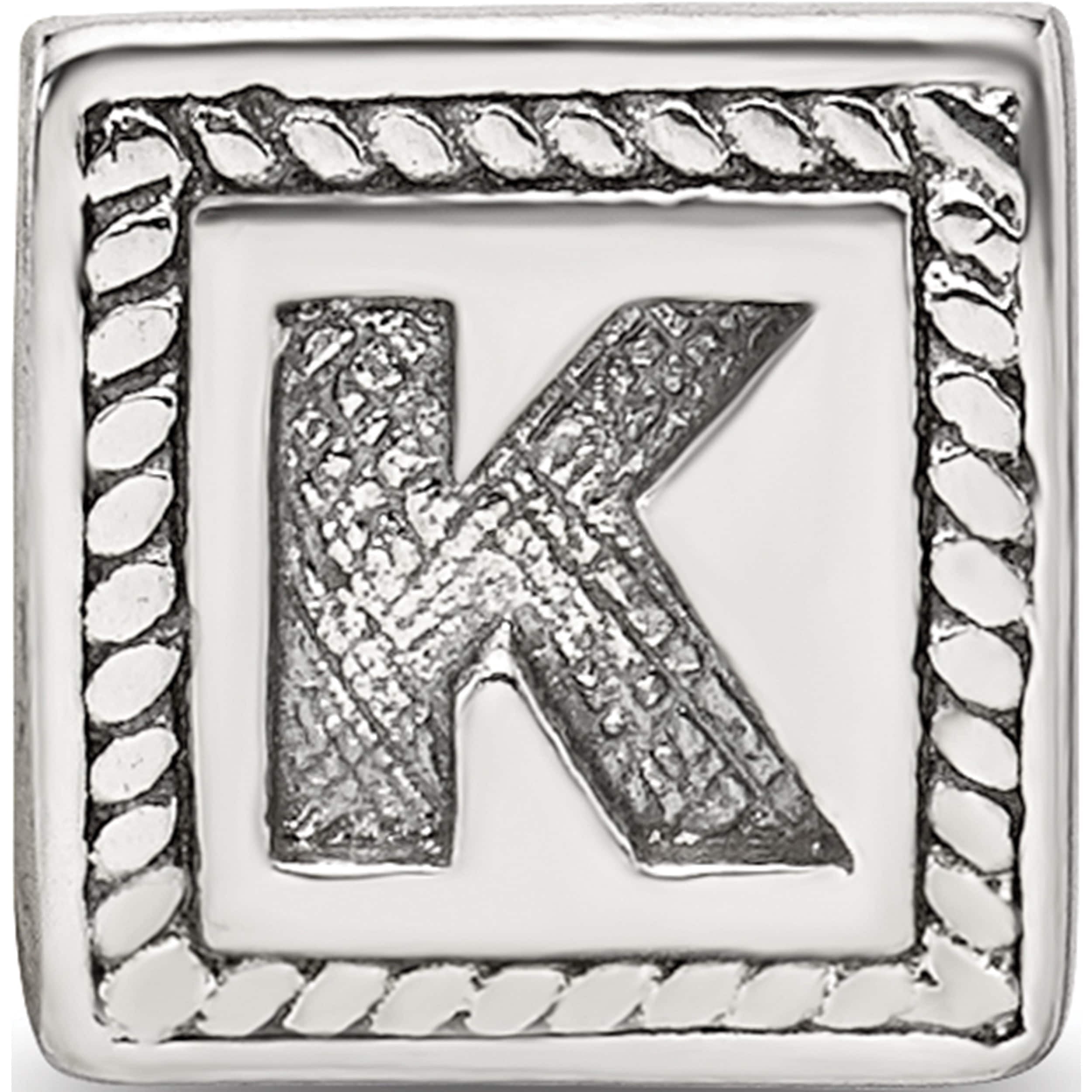 Sterling Silver Reflections Letter K Triangle Block Bead (8.18 X 8.18) Made In Thailand qrs1429k