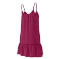 thumbnail image 4 of Axiiglly Mini Dresses for Women V Neck Ruffle Hem A Line Sleeveless Summer Spaghetti Strap Dress with Lace Detail, S-2XL, 4 of 7