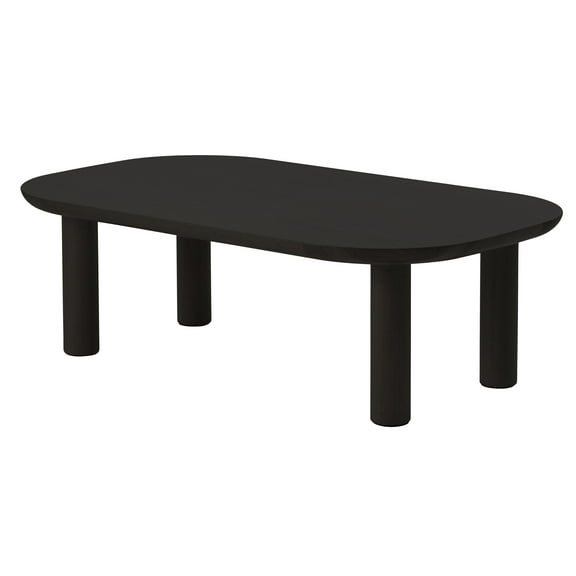 Unique Furniture Wood Veneer Round Edges Square Coffee Table in Black Oak