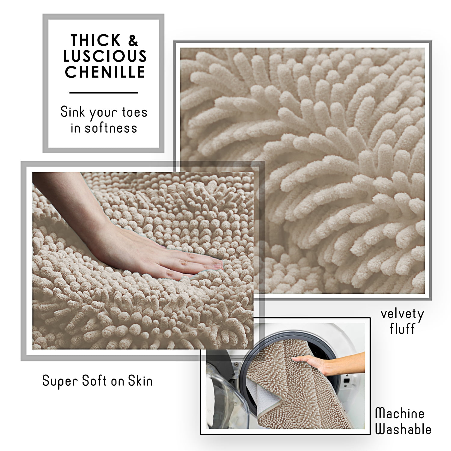 Lammaloe Chenille Bathroom Rugs Non Slip Bath Mat, 24×36 Ultra Absorbent, Bath Mats for Bathroom, Pink