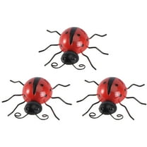 COSMOBETTY Garden Figurines Outdoor Decor Ladybug Ornaments Iron Red Blue 3Pcs