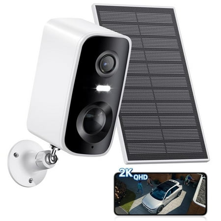 Solar Security Camera Wireless Outdoor - HD 2K Battery Powered Cameras for Home Security Outside, 2.4G&5G WiFi Surveillance Indoor, AI Motion Detection, Color Night Vision, 2-Way Talk, Waterproof