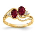thumbnail image 1 of 14K Yellow Gold 6x4mm Oval Created Ruby A Real Diamond ring, 1 of 1