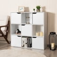 thumbnail image 1 of Gymax 9 Cube Bookcase Cabinet Wood Bookcase Storage Shelves Room Divider Organization, 1 of 10