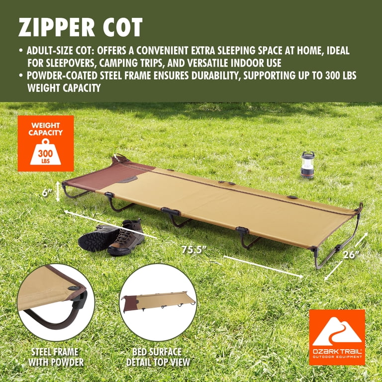 Ozark Trail Zippered Foldable Cot with Carry Bag - Walmart.com