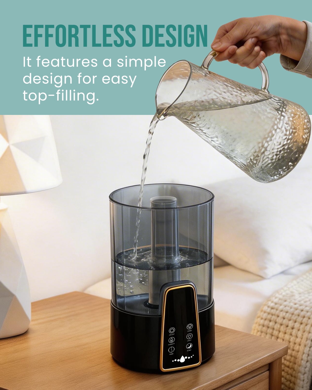 Humidifiers for Room Bedroom, 1.06Gal(4L) Dishwasher-Safe Tank, Top Fill & Easy to Clean, Night Light, Aroma Diffuser, Humidity Control, 12H Timer, Sleep Mode, 3 Level Mist, Home, Nursery, Black