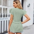 thumbnail image 3 of Jdlsppl Women's V Neck Blouse Short Sleeve Shirt Deep V Neck Soft Tops Button Down Summer Lightweight Elegant Tshirt Green XX-Large, 3 of 4
