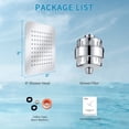 thumbnail image 6 of VXV 8" Filtered Rainfall Shower Head, 20 Stages Shower Filter, High Pressure Filtered Shower Head for Hard Water, Powerful Shower Head with Filters, Chrome, 6 of 6