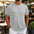 thumbnail image 2 of Men's Shirts Short Sleeve Cotton T-Shirt Crew Neck Light Tees Classic Basic Casual Tops Plain Soft Shirt Light Gray XL, 2 of 7