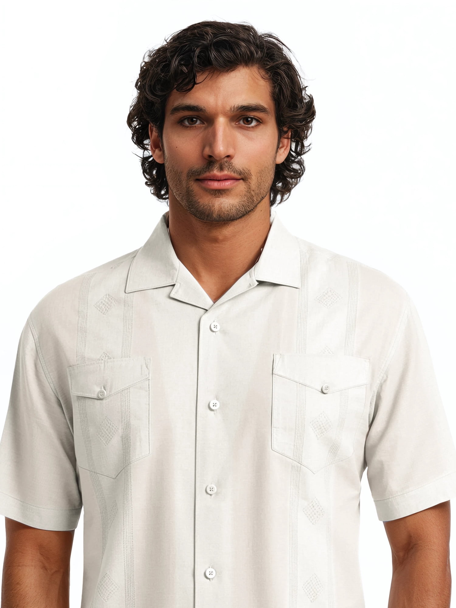 Havanera Men's and Big Men's Camp Collar Guayabera Short Sleeve Button-Down Shirt, Sizes S-5XL