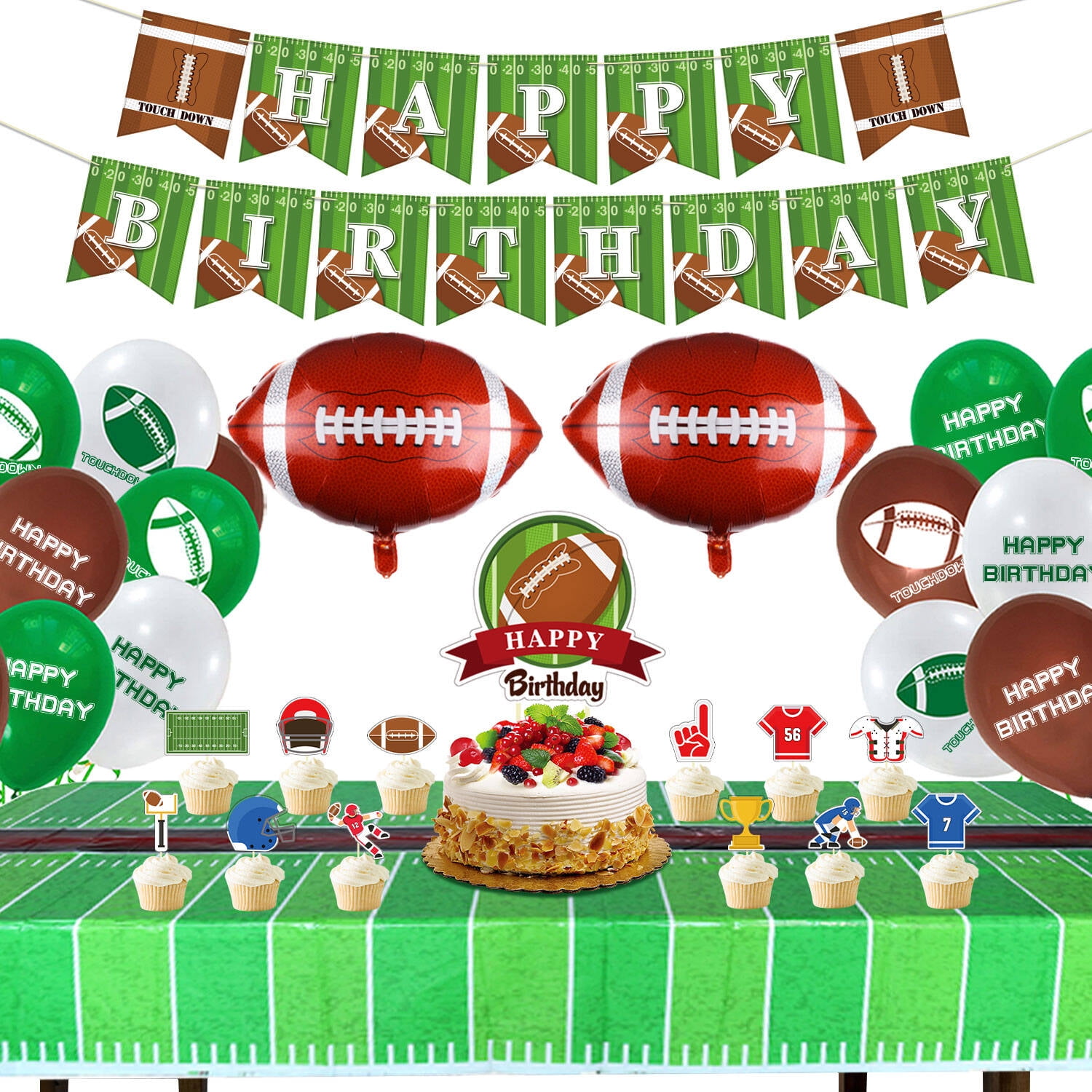 Football Theme Party Supplies Including HAPPY BIRTHDAY Banner