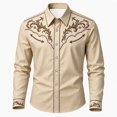 thumbnail image 3 of Kiijoy Boys Cowboy Shirt Western Print Long Sleeve Button Down Shirt for Kids, Khaki, 9-10 Years, 3 of 3