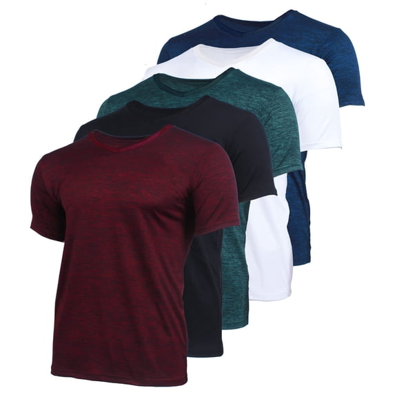 BROOKLYN VERTICAL Men’s 5-Pack Quick Dry-Fit Moisture Wicking Active Athletic Performance Crewneck T-Shirt