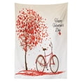 thumbnail image 2 of Valentines Day Outdoor Tablecloth, Romantic Tree with Blooming Hearts with Bike and Petals Vintage Artwork, Decorative Washable Fabric Picnic Table Cloth, 58 X 84 Inches,Cream Vermilion, by Ambesonne, 2 of 2