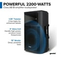 thumbnail image 2 of Gemini GSP-2200 15" Powered PA Speaker System with Bluetooth, Mic, 2200W Big DJ Speaker for Events and Parties, 2 of 6
