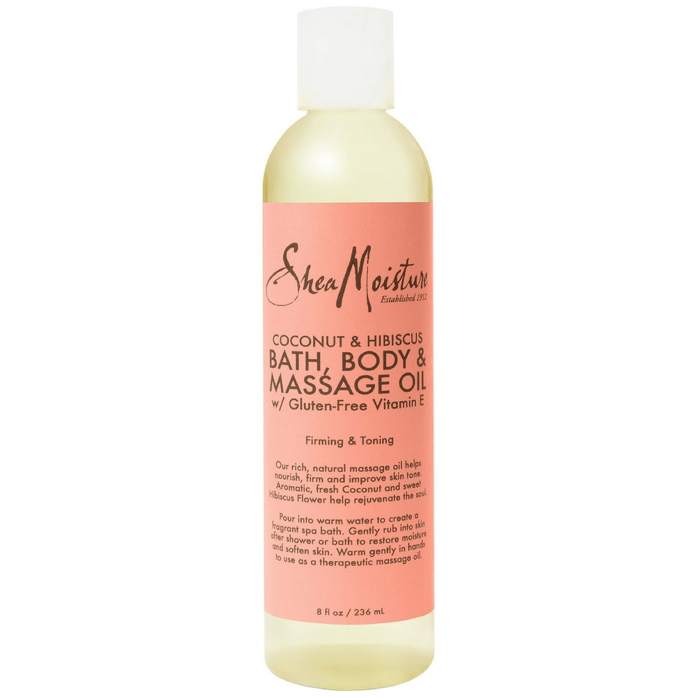 Shea Moisture Coconut & Hibiscus Bath, Body & Massage Oil 8 oz (Pack of