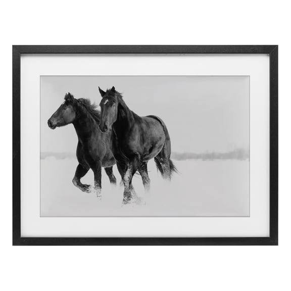 Stupell Industries Traditional Galloping Winter Horses Black Framed Print Under Glass, 20 x 14, by Amy Carroll
