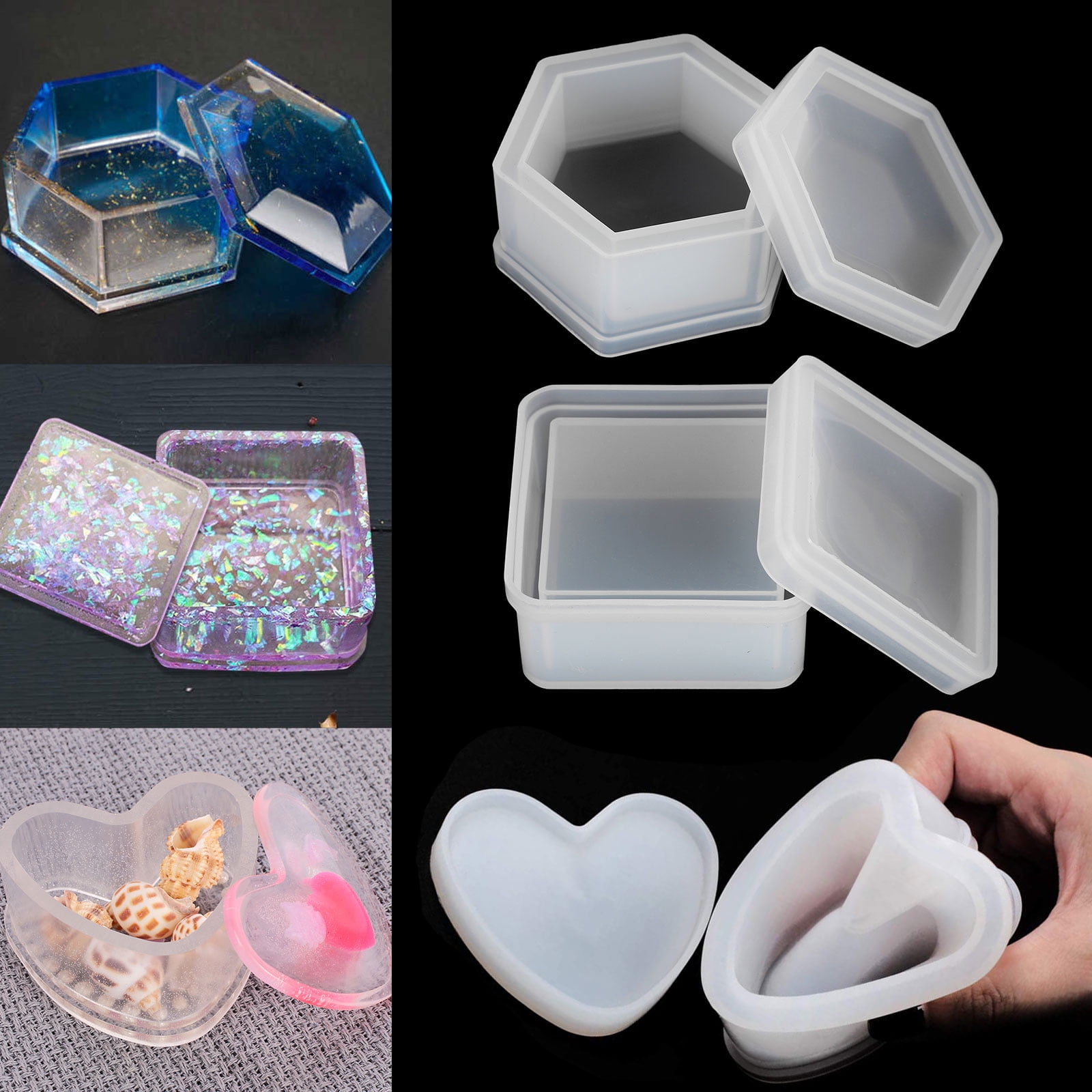 Craft Supplies And Tools Casting Mold Silicone Mold Heart Shaped Hexagonal Storage And Square 