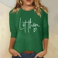 thumbnail image 1 of MKLEKYY Playeras Camisa Estampada Para Mujer, Manga 3/4, Túnica, Cuello Redondo, Blusa, Camiseta 349 Talla S, 1 of 3