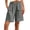 Dark Gray, variant on Pleated Bermuda Shorts for Women Adjustable Waist Classic Shorts With Snap Zipper Exterior Pocket Relaxed Fit Banded Waist Rigid Waist for Everyday Vacation