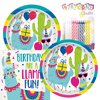 Llama Llama Themed Party Pack - Includes Paper Plates & Luncheon Napkins Plus 24 Birthday Candles - Servers 16