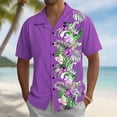 thumbnail image 2 of IWRICH Men's Tropical Floral Printed Shirts Plus Size Button down Summer T Shirts Camp Collared Casual Fashion Vacation Tops Purple XL, 2 of 4