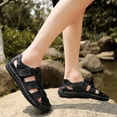 thumbnail image 5 of Men's Hook Loop Closed Toe Fisherman Sandals,Fashion Hand Stitching Leather Outdoor Hiking Waterproof Athletic Sandals Summer Beach Shoes, 47, 5 of 7