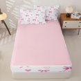 thumbnail image 4 of Homewish Girls Bow-Tie Zipper Twin Comforter Sets with Fitted Sheet and 2 Pillowcases,Kawaii Love Hearts Zipper Bedding Set,White Pink,Pink Reversible,4-Piece, 4 of 7