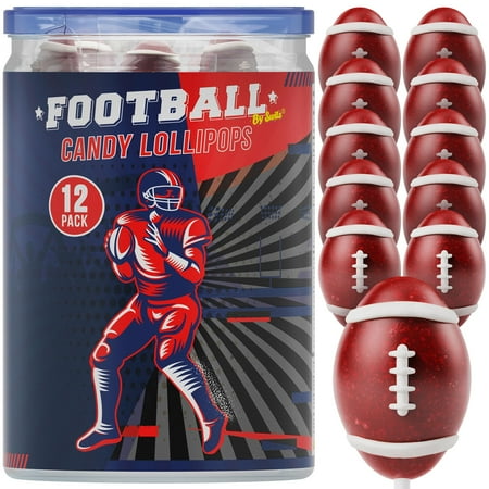 Football Lollipops 12pk- Raspberry Football MDA05 Candy For Football Party Favors & Party Supplies - Football Suckers&Treats Ideal Football Food - Snacks For Sports