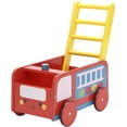thumbnail image 1 of 4 ruedas, carro de carro de empuje para niños rojo, andador de juguete de empuje para niña/niño de 1 a 3 años, carro de compras de juguete, juguete de vagón de madera, actividad de bebé/andador de aprendizaje para bebés, camión de bomberos rojo Zhivalor CW-CC080, 1 of 8