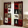 thumbnail image 3 of Feelyou Rustic Farmhouse Bear Black Out Curtains, Reindeer Moose Wildlife Curtains Pack of 2 (42x63 Each), Black Red Square Plaid Bedroom Curtains, Window Curtains Bedroom Decor, 3 of 7