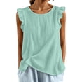 thumbnail image 3 of FASHOFT Summer Tank Tops For Women Trendy Cap Sleeve Round Neck Basic Tank Loose Lightweight Sleeveless Vest Comfort Summer Wear Womens Sleeveless Shirts Mint Green XXXXXL, 3 of 5