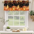 thumbnail image 2 of Thanksgiving Curtain Valances for Windows, Kitchen Valance Window Treatments Panel 2 Pack, Orange Red Pumpkin Autumn Black Country Rod Pocket Short Curtains for Bathroom Bedroom 42 x 18 Inch, 2 of 8