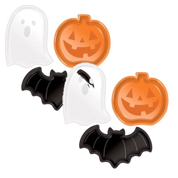 2Pcs Halloween Pumpkin Bat Candy Dish Decorative Fruit Tray Pp Material Snack Serving Plate Baking Trays Trays Home Decor