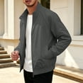 thumbnail image 5 of Solid Color Raglan Sleeves With Elastic Closure Men's Versatile Stand Up Collar Jacket For Daily Use Dark Gray L, 5 of 7