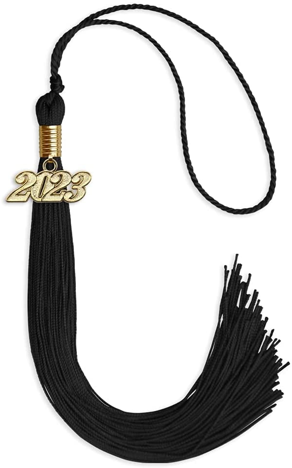 Endea Graduation Single Color Tassel with Gold Date Drop (Black, 2023