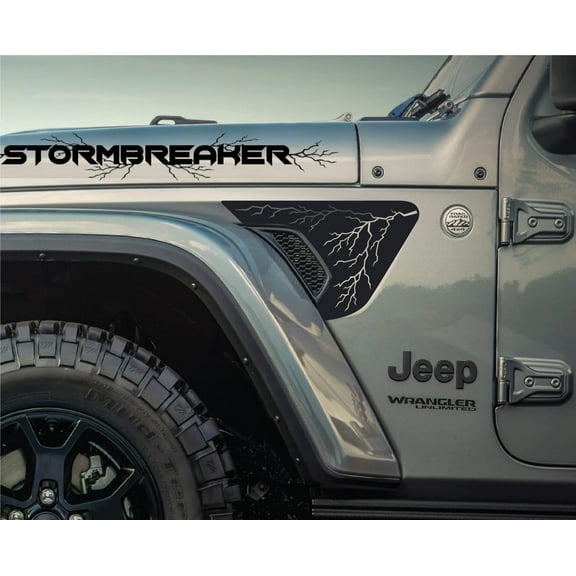 AnyStickerYouWant - Lightning Fender Vent Vinyl Decal Sticker Fits & Compatible with Jeep Wrangler JL/Jeep Gladiator JT 2018  Lightning Decal Print