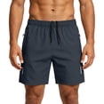 thumbnail image 4 of CCRFTGI Mens Athletic Shorts Casual Running Shorts Quick Dry Workout Shorts Drawstring Lightweight Gym Basketball Shorts Men With Zipper Pockets Dark Gray 2XL, 4 of 4